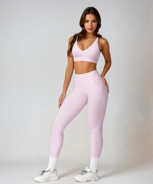 2Pcs Fitness Set Women Breathable Gym Yoga Sport Sportswear Sexy Sport Bra Top High Waist Leggings Suit Purple Workout Tracksuit