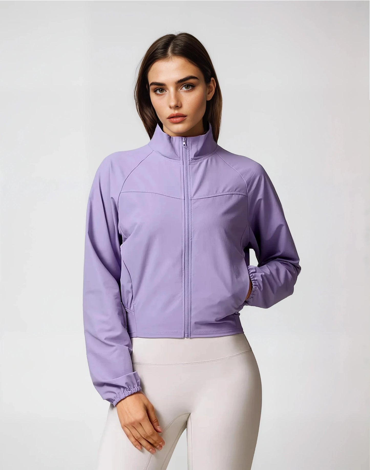 Mikeyoga Long Sleeve Pocket Sports Jacket Women Zip Fitness Yoga Shirt Gym Top Activewear Running Coats Workout Clothes Woman