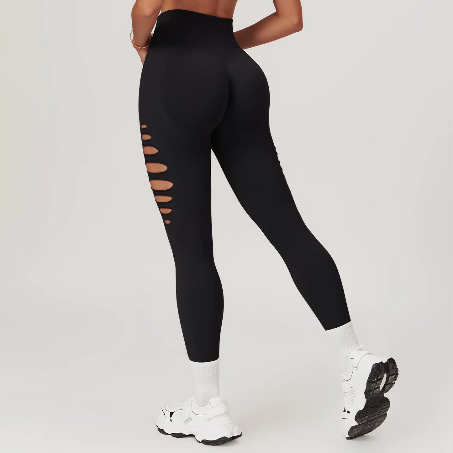 Hollowed Out Yoga Pants Women Seamless Work Out Leggings Tummy Control High Waisted Women'S Running Athletic Gym Workout Clothes